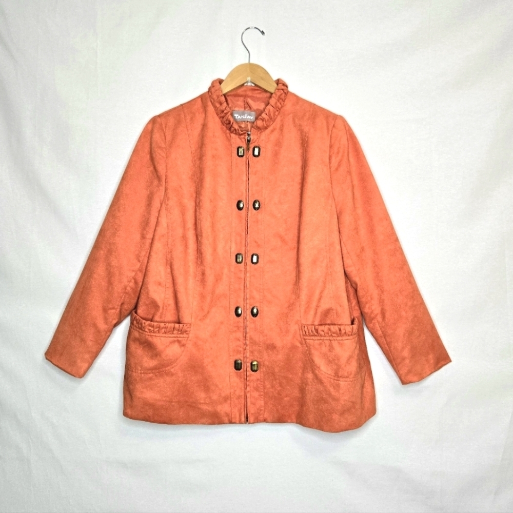 Tanjay Ultra Suede Jacket. Burnt Orange. 1X.